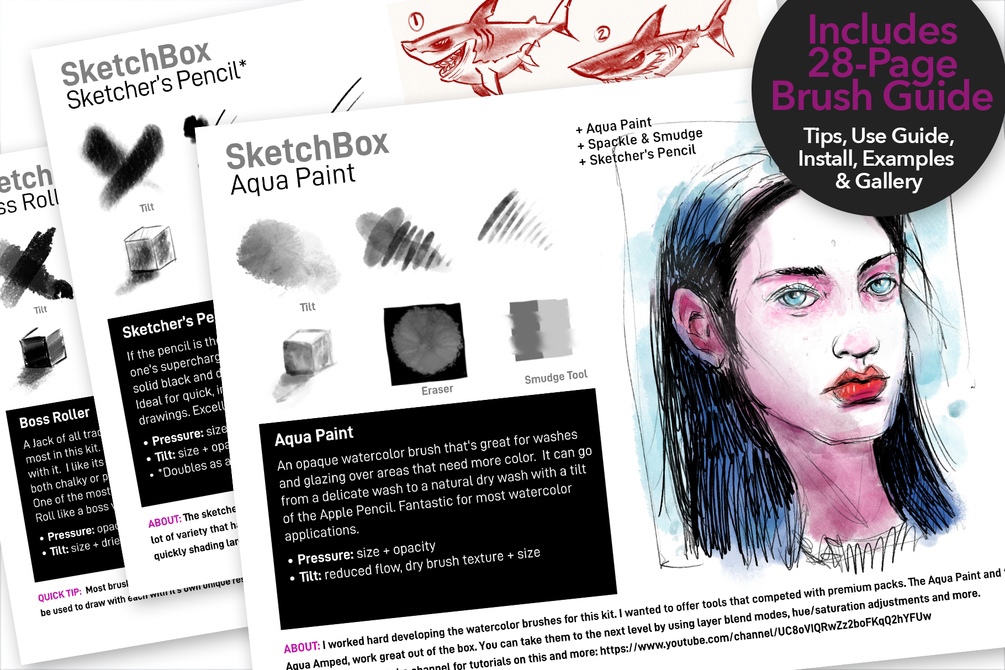 18 Professional Sketching Brushes - SketchBox for Procreate