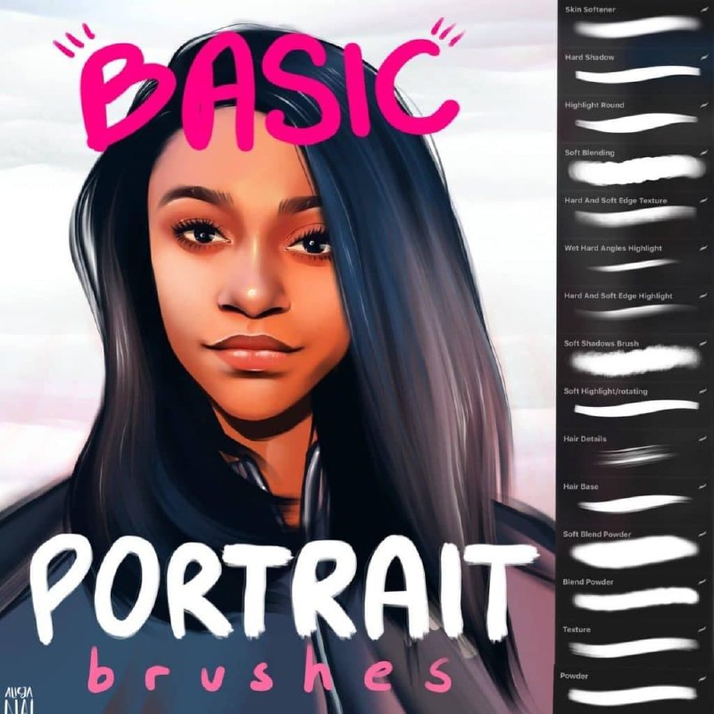 Basic Portrait Brush Set for Procreate by Alicja Nai